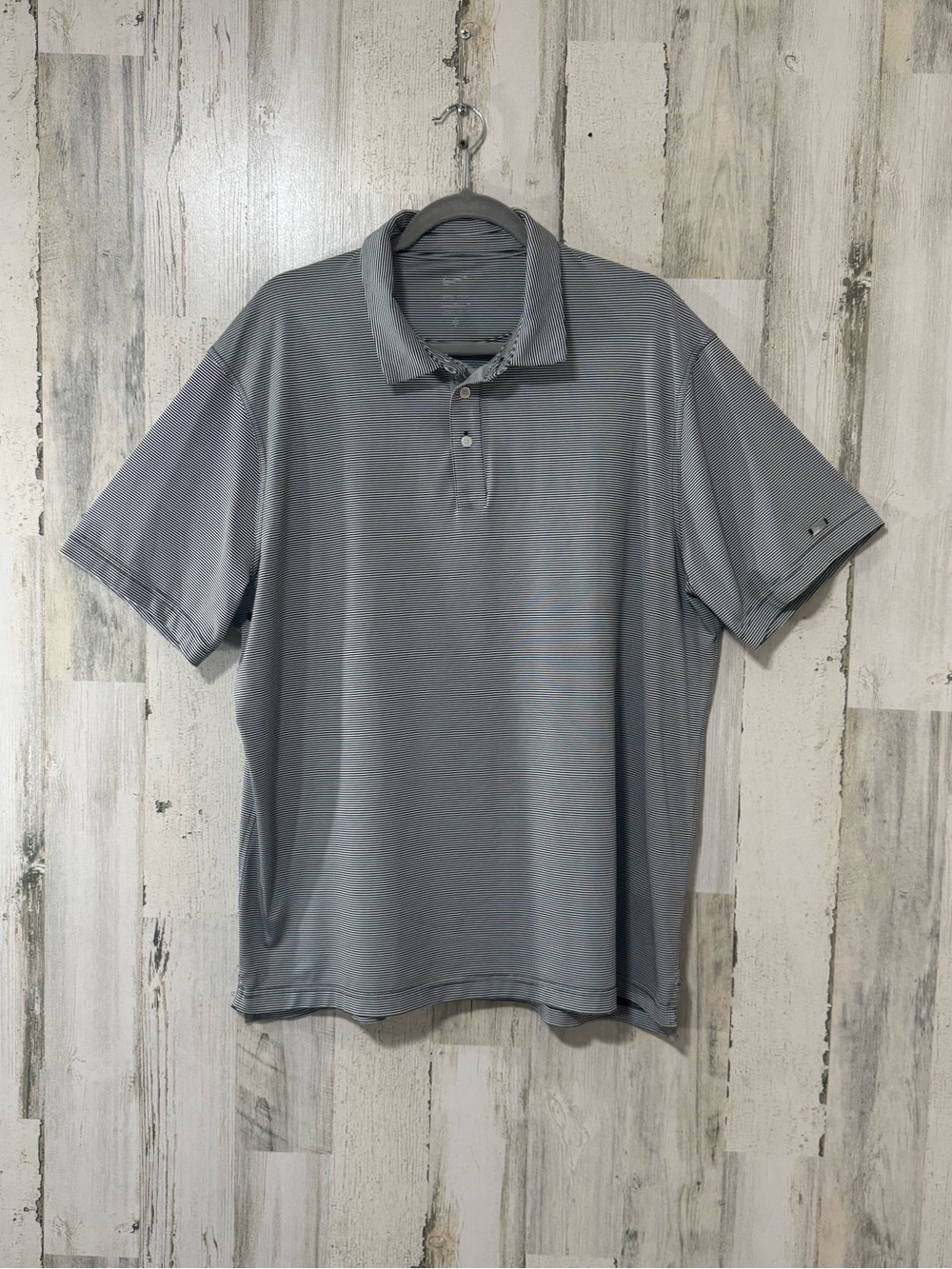 Nike Black White Thin Stripes Performance Short-Sleeve Polo - Picture 1 of 10